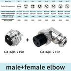 GX16 90 Degree Right Angle 16mm Aviation Connector Elbow M16-2 3 4 5 6 7 8 9 10 Pin  Female Plug Male Chassis Mount Socket