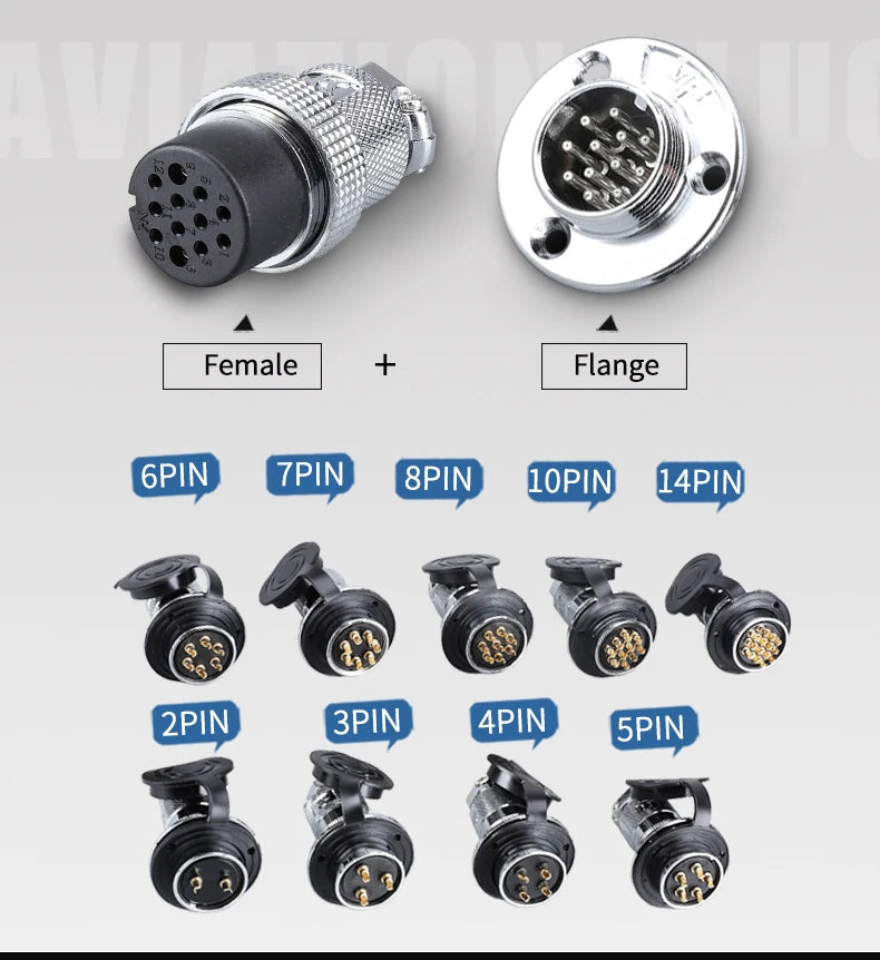 1 Set DF30 Aviation Female Plug & Male Socket GX30  2 3 4 5 6 7 8 10Core14 Pin Circular Flange Electric Wire Connector