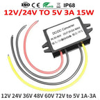 48V Converter 12V 24V 36V 48V 60V 72V to 5V 1A-3A DC Step Down Car Power Supply Buck Converter 11-90V to 5V for Tablet Camera