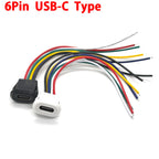 1pcs USB-C Type 6Pin Waterproof USB Connector Direct Compression Female Base Female Socket Charging Interface With Welding Wire