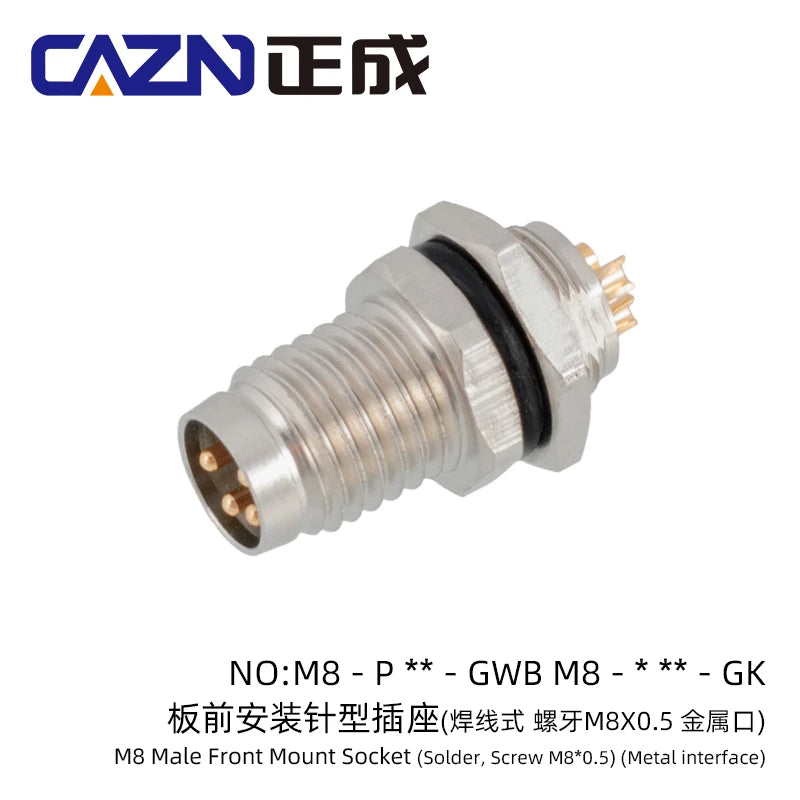 M8 Socket 3 4 5 6 8 Pins Female Male Solder Type Front Back Panel Mount Waterproof Connectors