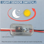 Light Sensor Switch Auto on Off Photocell Street Light Switch 5A Photo Control Photoswitch Sensor with Remote Control 3.7V-24VDC