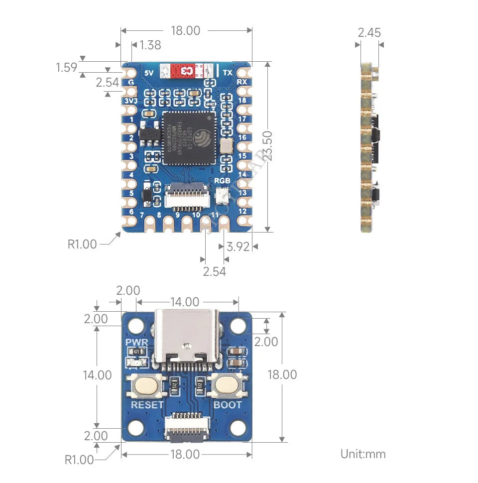 ESP32 S3 Tiny Mini ESP32-S3FH4R2 USB WIFI Bluetooth Stamp Board Detachable Design Dual-Core Processor