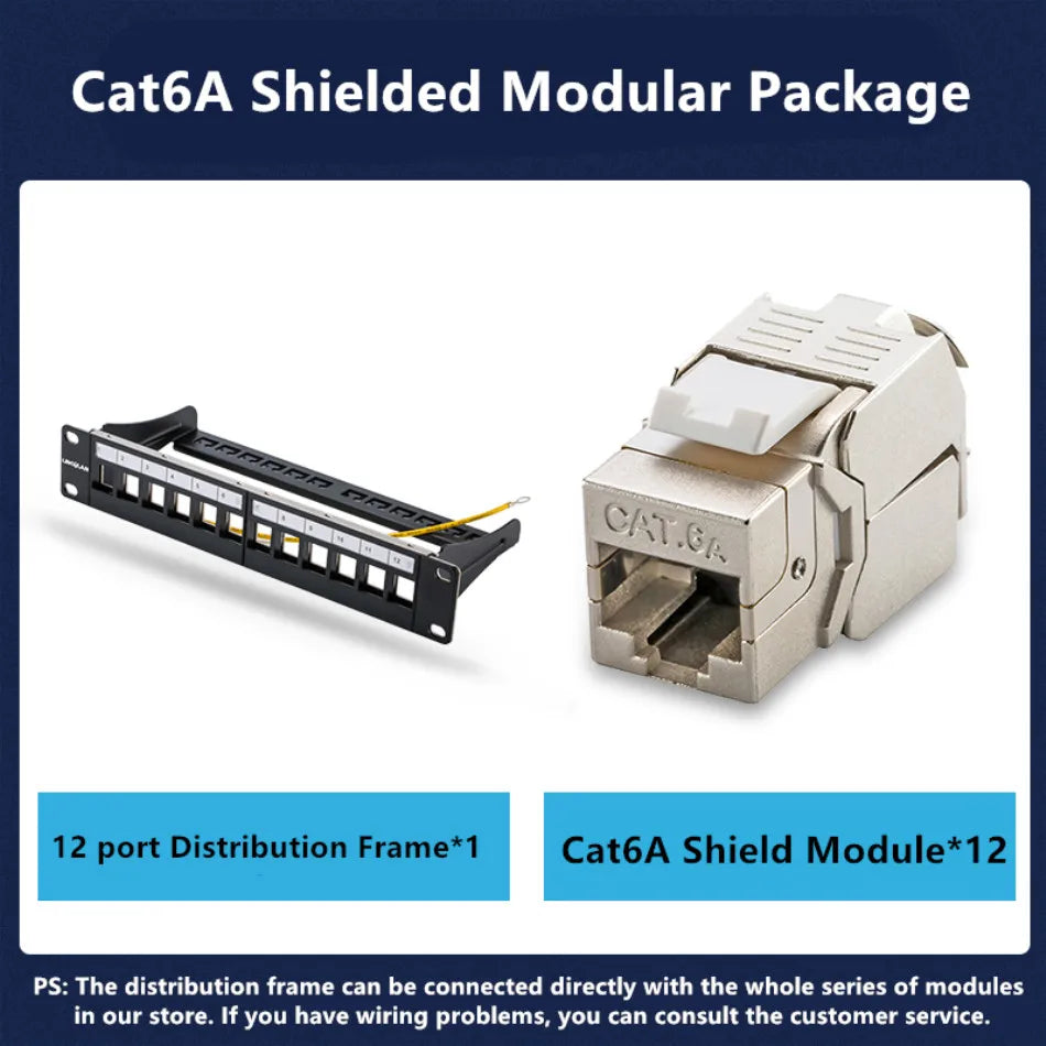 RJ45 CAT6 Cat6A Cat7 Module Patch Panel 12 Port Keystone RJ45 Network Rack Mount Panel Ethernet Wall Jack Distribution Frame