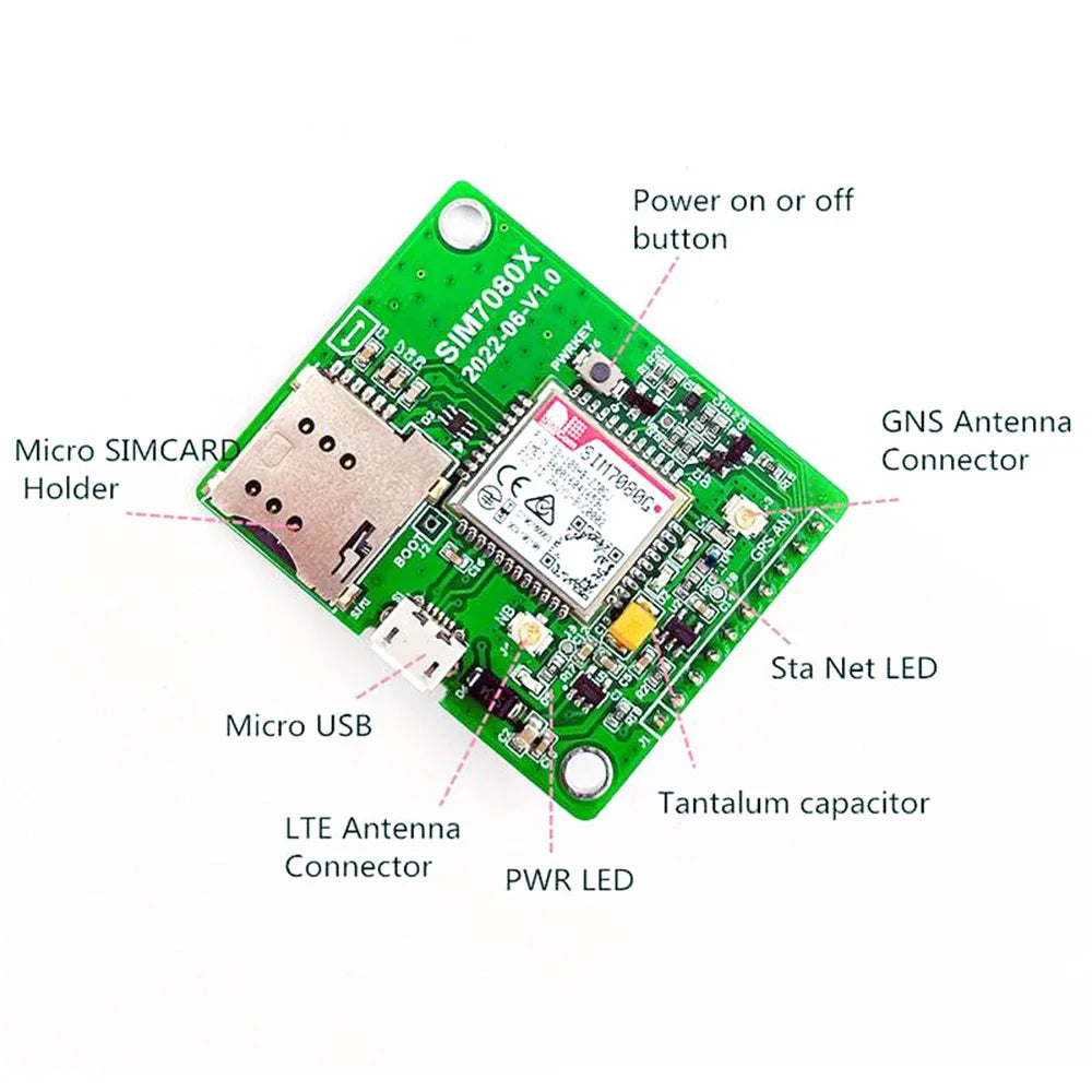 SIM7080G LTE CAT-M NB-IoT Breakout Board Multi-Band with Power Saving Mode(PSM) EDRX Compatible with SIM868