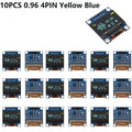 1-10PCS 0.96 Inch OLED Display Module I2C IIC SPI Serial 128X64 SSD1306 LCD 3.3-5V 4 Pin White/Blue/Yellow Blue for Arduino