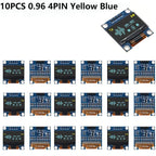 1-10PCS 0.96 Inch OLED Display Module I2C IIC SPI Serial 128X64 SSD1306 LCD 3.3-5V 4 Pin White/Blue/Yellow Blue for Arduino