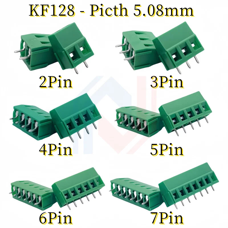 KF120/KF128 2.54mm/3.81mm/5.08mm Pitch 2P/3P/4P Straight Pin Pcb Screw Terminal Block Connector 2/3/4/5/6/8/10Pin
