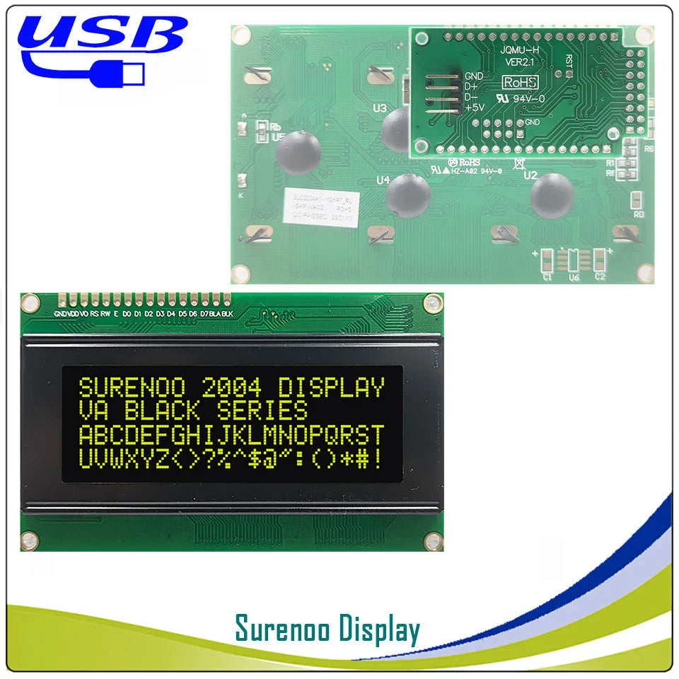 Surenoo LCD2USB USB 204 20X4 2004 Character LCD Module Display Screen Panel sutible LCD Smartie & AIDA64 for DIY PC