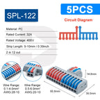 Quick Electrical Connectors Universal Compact Push-in Conductor SPL Splitter Wiring Cable Connector Butt Terminal Block AWG28-12