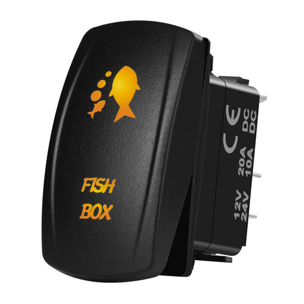 Marine Boat Rocker Switch 12/24V Orange Backlit Anchor Beacon Up Down Button ON OFF/ON OFF ON Momentary Toggle Switch Waterproof
