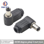 5.5*2.5mm DC Power Supply Male Plug Connector 5.5x2.1mm Female Metal Panel Mount Socket Jack DC Connectors Terminal Adapter