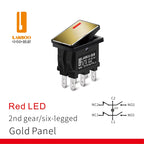 LANBOO 14mm*9mm Series 7Amp High Current Rocker Switch ON-OFF-ON 2/3Position 4/6Pin KCD1  With Red/Green Light  12V24V220V