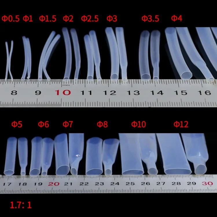 Transparent  1.7:1 PTFE Heat Shrink Tube 0.5/1/2/2.5/4/5/6/8/10/12 mm High Temperature 260℃ Shrinkage Tubing For Wires 600V