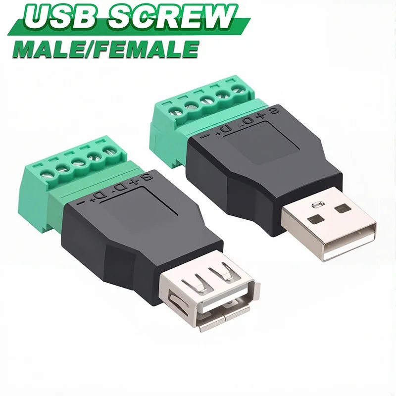 USB Male/Female 5 Pin Phone Keyboard Mouse Connector with Shield Screw Terminal Jack 2.0 Type A Plug