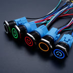 16/19/22mm Black Push Button Switch Waterproof Illuminated Metal Momentary Latching Fixed On Off Power Switch Backlit LED 3V 12V