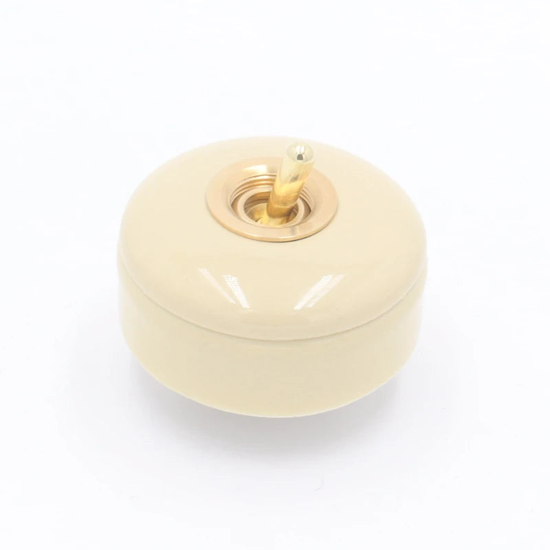 AC 250V Vintage Ceramic Toggle Switch Brass Lever Rocker Retro ON OFF Wall Switch Classical Lamp Switch