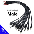 50cm 14AWG DC connector Power socket Cable Plug Wire Male & Female 15A 5.5x2.1mm 2.5mm For LED light Strip CCTV Cameras
