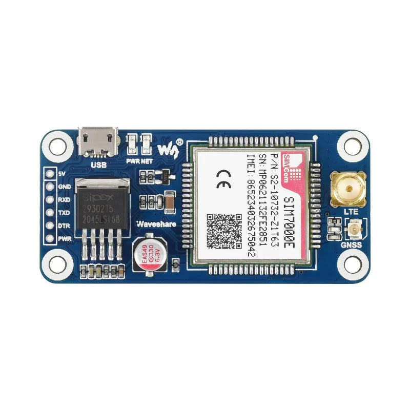Waveshare SIM7000E NB-IoT / Cat-M / EDGE / GPRS HAT for Raspberry Pi, GNSS, for Europe, Africa, Australia, Southeast Asia