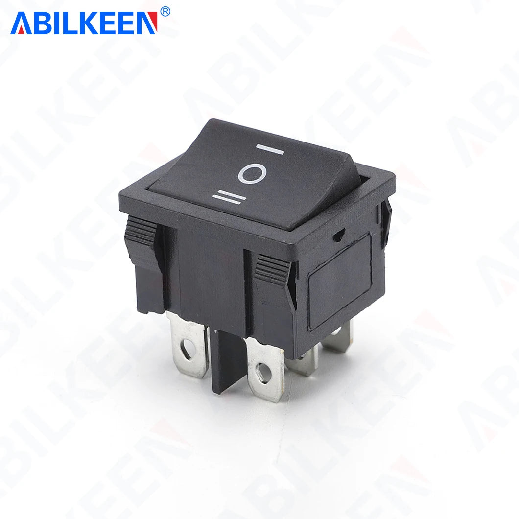 50PCS/LOT ABILKEEN KCD2-203 Plastic Rocker Toggle Switch 6Pin DPDT ON-OFF-ON Latching KCD2 Rocker Switch 16A 250VAC for Car Auto