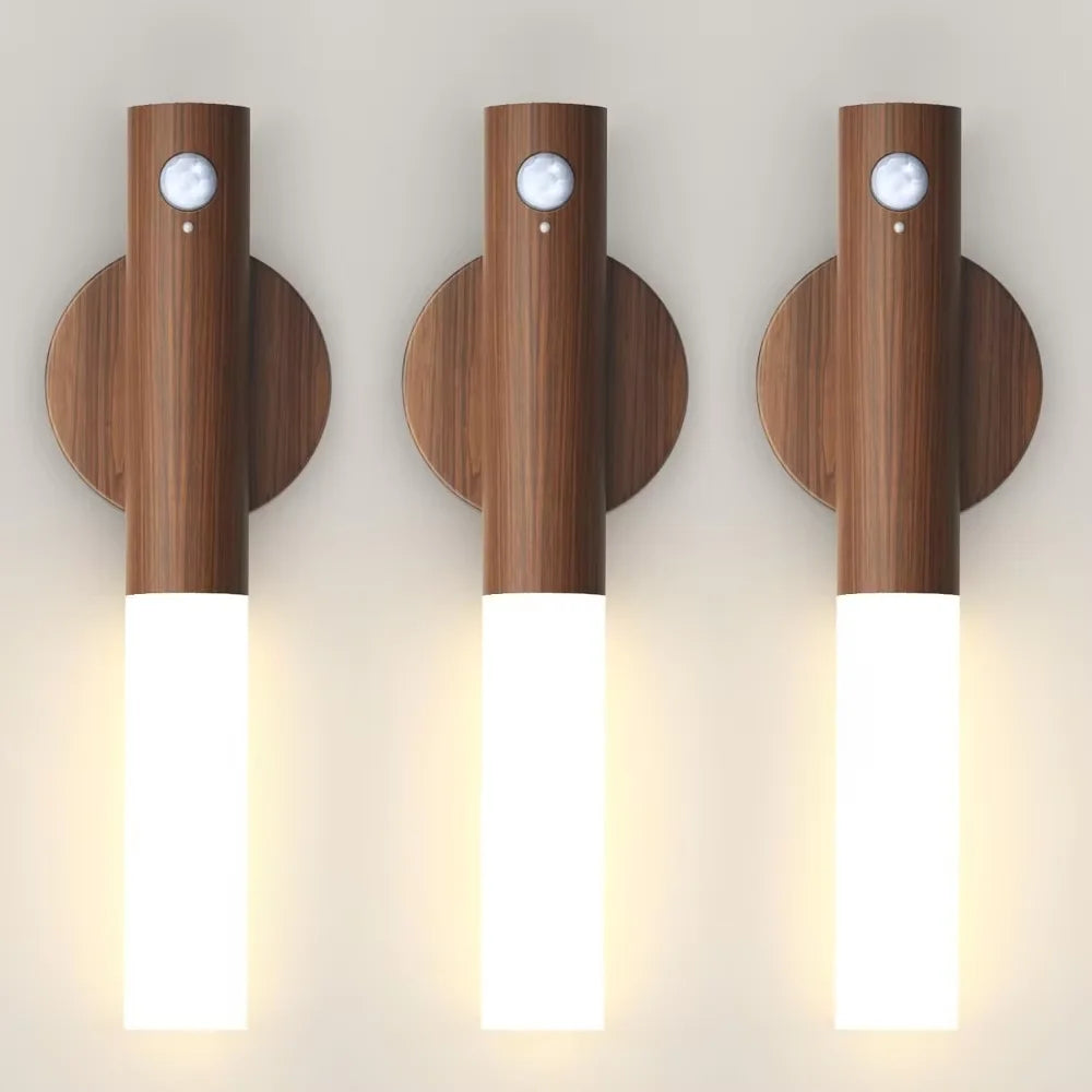 LED Rechargeable Magnetic Wall Lamp Smart Motion Sensor Night Light Portable for Hallway Bedroom Stairs Bathroom Cabinets Decor