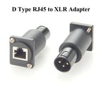 D Type DMX512 XLR 3Pin Male to RJ45 Female Converter CAT5e Ethernet Flange Chassis Panel Mount Passthrough Adapter for DMX-CON