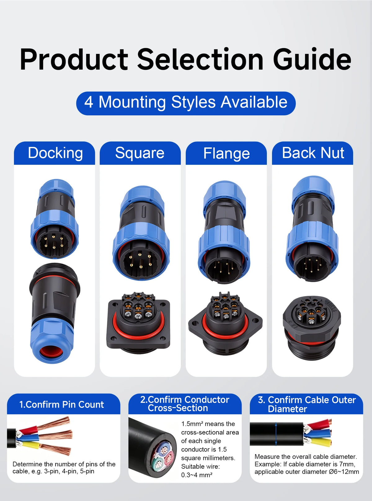 IP68 Waterproof Aviation Connector LD12/16/20/28 Male Plug Female Socket 2 3 4 5 6 7 9 Pin Solder‑free Wire Cable Connector