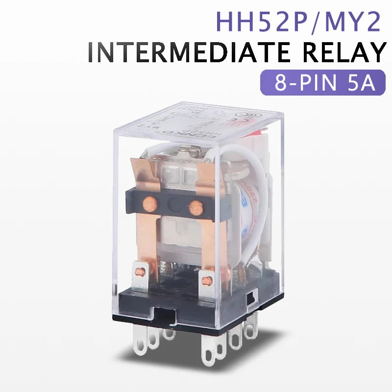 2PCS Miniature Coil General Electromagnetic Intermediate Relay Switch HH52P 53P 54P 62P 63P LED 12/24VDC 110/220VAC