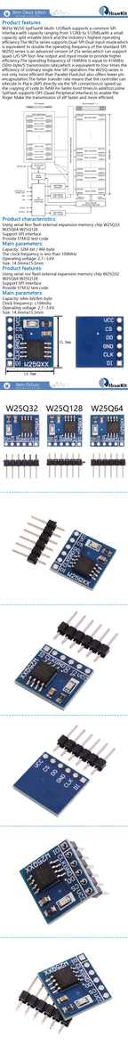 W25Q32 32Mbit / W25Q64 64Mbit / W25Q128 128Mbit 8MByte FLASH NorFlash Storage Module SPI Interface BV FV Modul For STM32