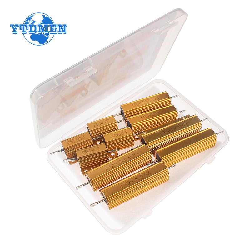 2 Sets Wirewound Resistor 25W 50W Aluminum Shell Power Resistor 6ohm/8ohm/10ohm/24ohm/50ohm/100ohm Load Resistors , for Car Lamp