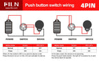 FILN 19MM 20A 12V 24V 110V 220V LATCHING MOMENTARY Flat Ring Round Push Button Switch IP66 Metal Stainless Steel  with 20cm Wire