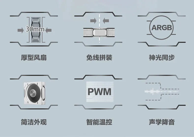 Phanteks D30-140 ARGB Case Fan 140mm CPU Cooling Fan 4PIN PWM Air Cooler Fans Wireless Splicing Computer Heat Dissipation Fan
