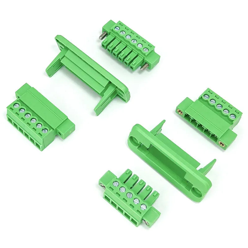 5sets 3.81mm Terminal Block Through-wall Welding-free Plug-in Type 2P/3P/4P/5P/6P/8P/10P/12P/16P 3.81mm with Flange Fixed Panel