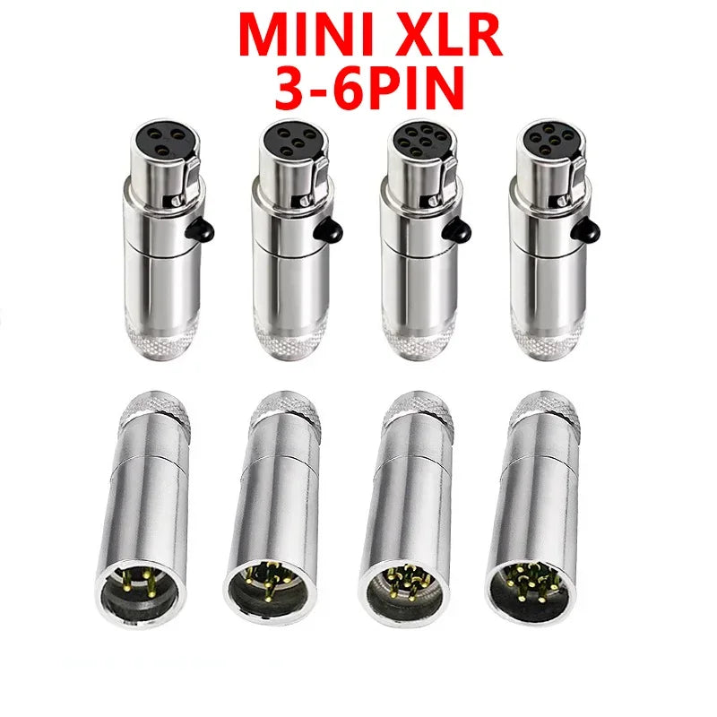 Mini XLR Aviation Connector 3/4/5/6pin Female Plug Male Socket Zinc Alloy+copper Pins for MIC Microphone Audio Video Connecting