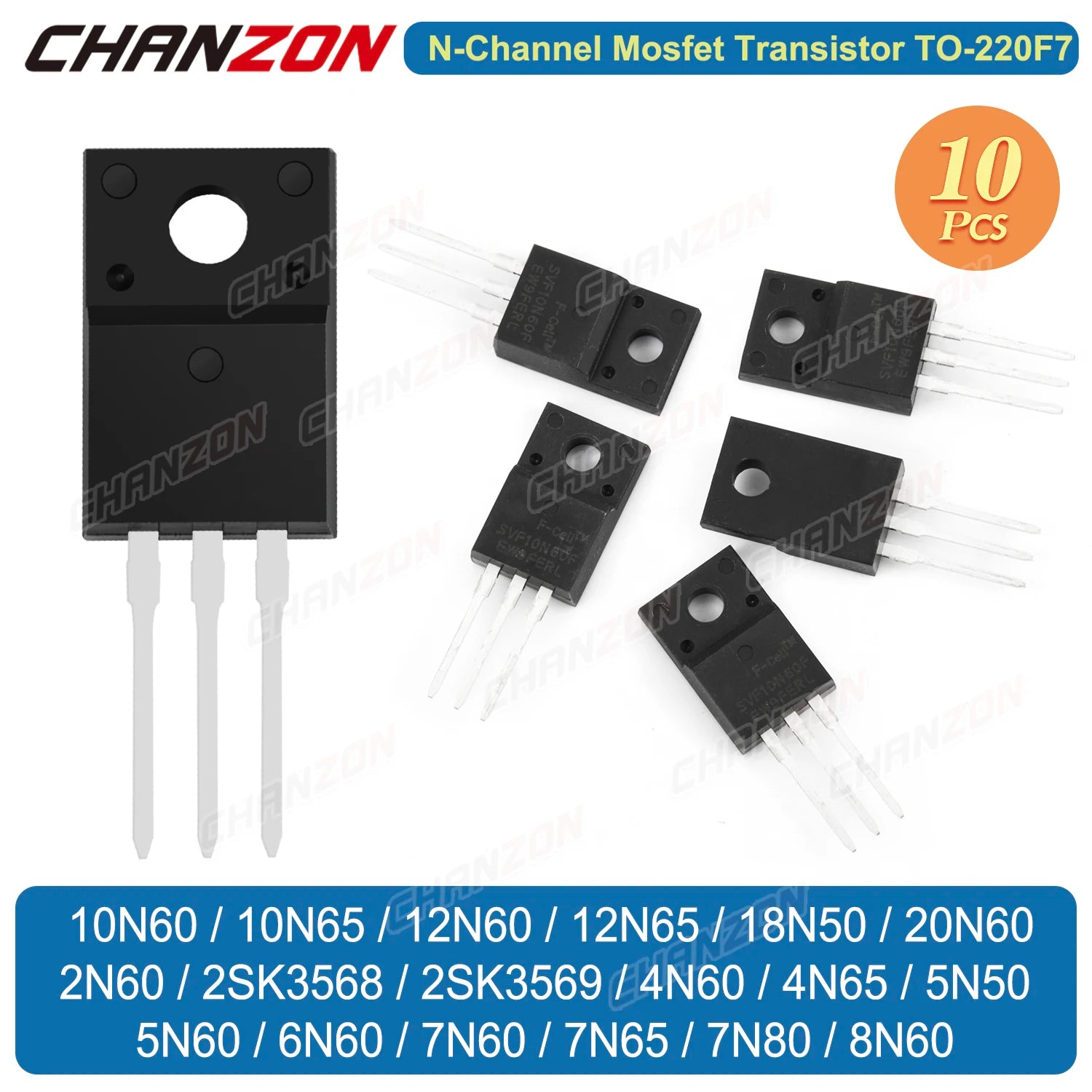 10Pcs TO-220F 20N60 6N60 7N65 4N60 10N60 2N60 8N60 12N60 18N50 7N60 5N60 4N65 12N65 10N65 5N50 N-Channel Mosfet 600V Transistor