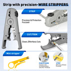 ZoeRax 9 in 1 RJ45 Crimper Tool Kit with Wire Tester/Tracker,Crimping Tool,CAT6 Connector,Cover,Punch Down Tool,Stripper,Cutter