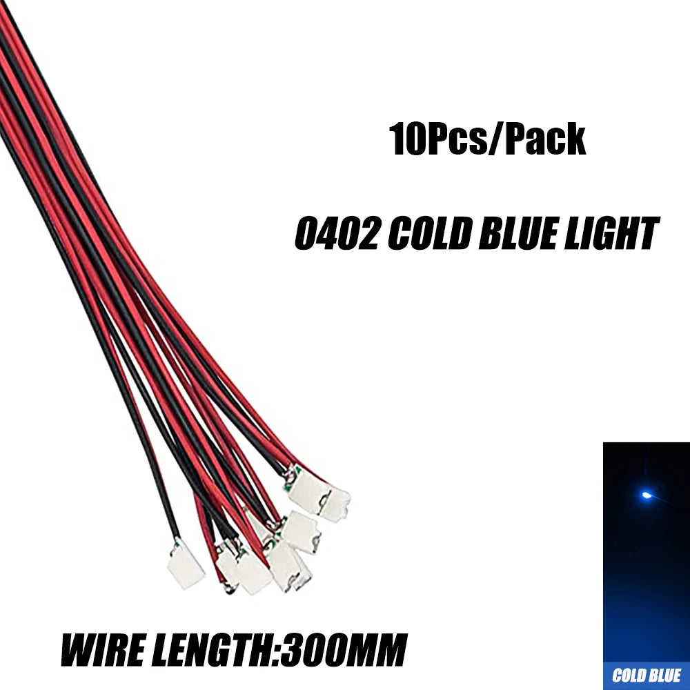 10Pcs 0402 0603 Led SMD Wire For Model Train HO N OO Scale Red Black Line Pre-soldered Micro Litz Diorama Railway 30cm 3V