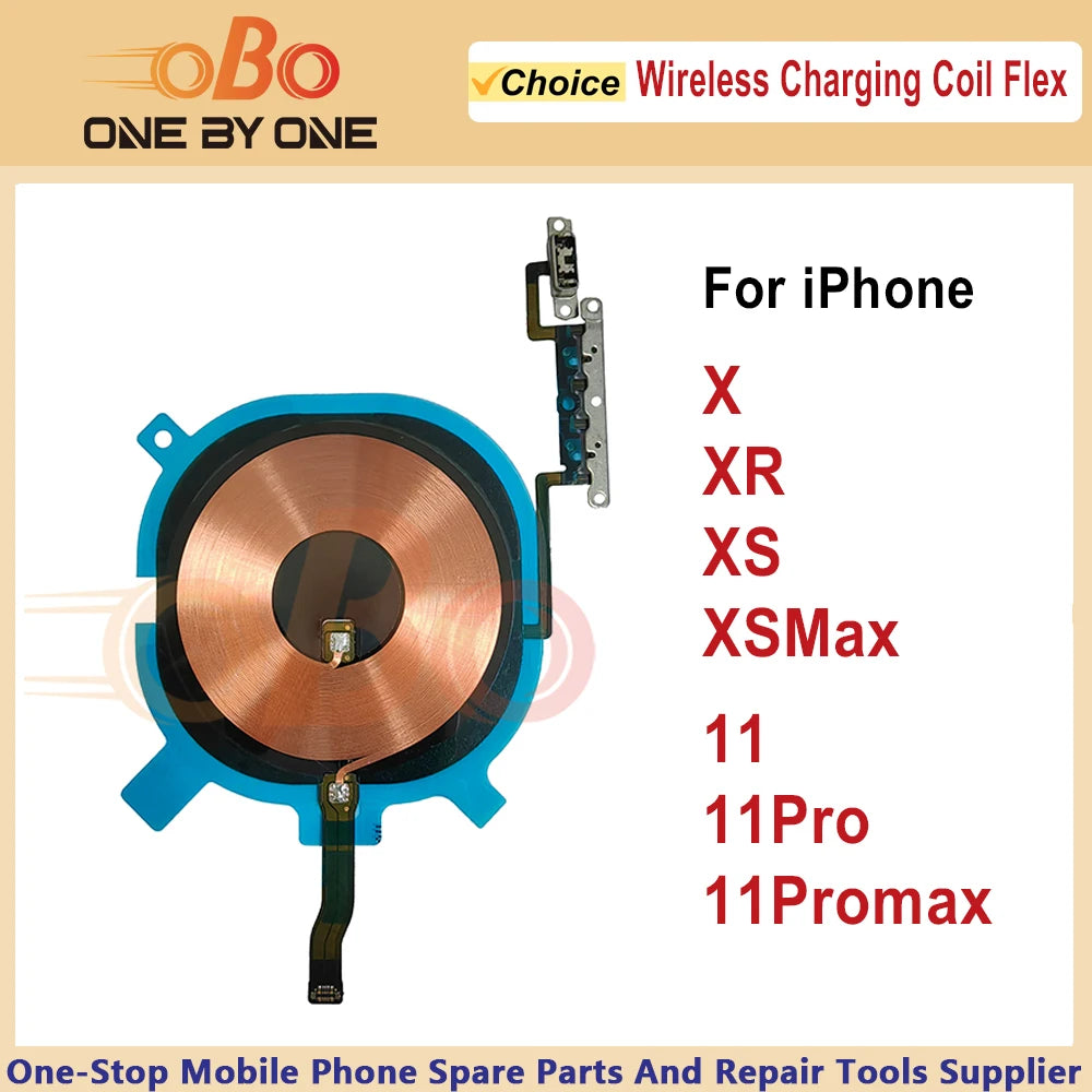 Wireless Charging Chip Coil Sticker With Volume Flex For iPhone X XR XS 11 Pro Max Wireless Charger Panel Repair (1PC)