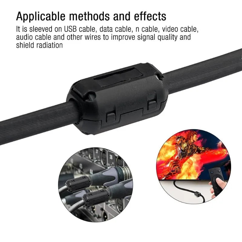 Ferrite Core Noise Suppressor Filter Ring Cable Clamp RFI Noise Filter Magnetic Clips For Computers Hard Disks Audio Equipment