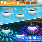 1-2Pack Solar Floating Pool Lighting, RGB Colour Changing Waterproof Pond Lights for Decoration of Swimming Pools, Yard Roads