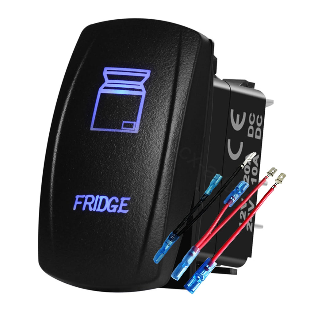 12V 24V Boat Trim Tabs Switch (ON)-OFF-(ON) Momentary Rocker Switch Waterproof Blue Light ON-OFF Toggle Switch With Harness
