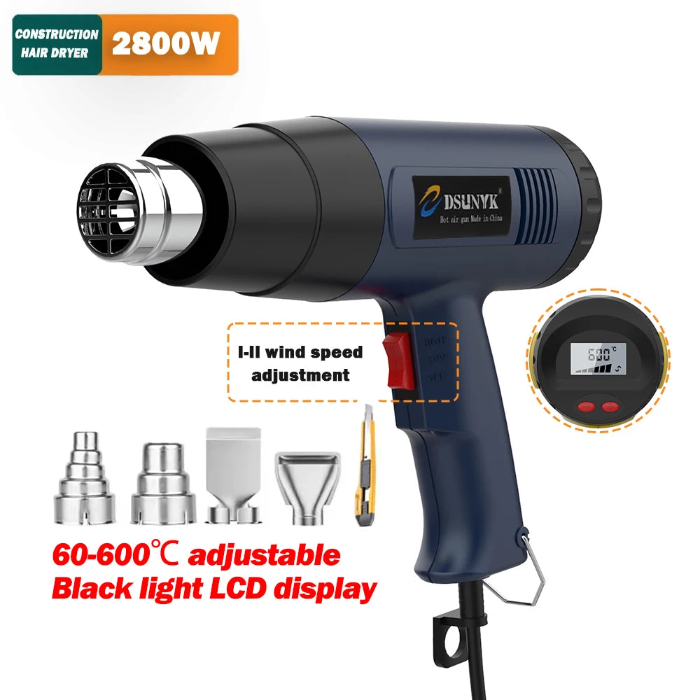 2800W Construction Thermal Dryer 220V Heat Guns Soldering Tool Temperature Adjustable Revair Hair Dryer Shrinking Wrapping Tools