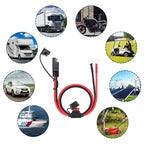 Motorcycle Quick Release SAE Cable With Fuse Terminal O Connector Battery Charger Extension Adapter Wire 16AWG Terminal