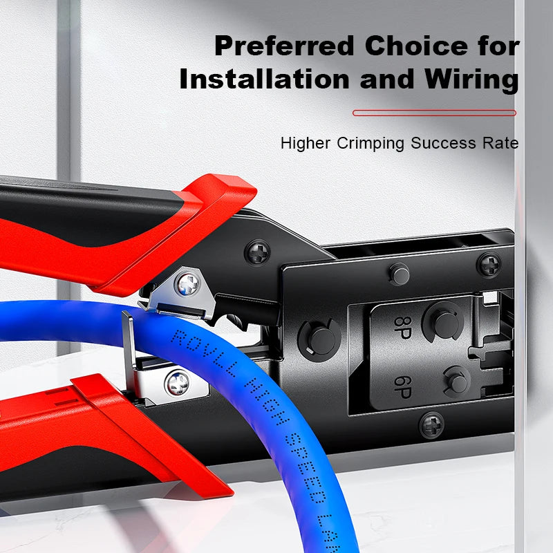 ROVLL RJ45 RJ11 Crimping Tool Ethernet Cable Stripper Cutter Plier for Cat6 Cat5e 8P8C 6P Connectors with 10Pcs RJ45 Plug