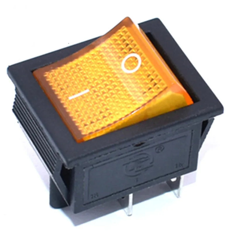 5PCS KCD4 Rocker Switch 16A 250VAC, ON-OFF 2 Position 4-Pin Illuminated Power Switch with Cap for Electrical Equipment