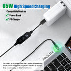USB C to DC 5.5x2.1mm PD Trigger Cable 5V 9V 12V 15V 20V Adjustable Power Supply Adapter for Router Monitor LED