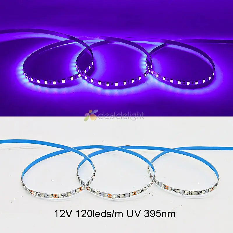 DC12V 5M/Lot 3528 2835 UV LED Strip 60led/m 120led/m 300/600 Leds Ultraviolet 395-405nm Purple Flexible Tape Light