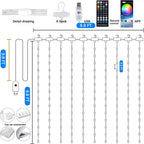 Smart LED Curtain Lights, 3mx3m 300Leds USB String Lights with Bluetooth App Timer ,Music Sync Christmas Curtain String Outdoor