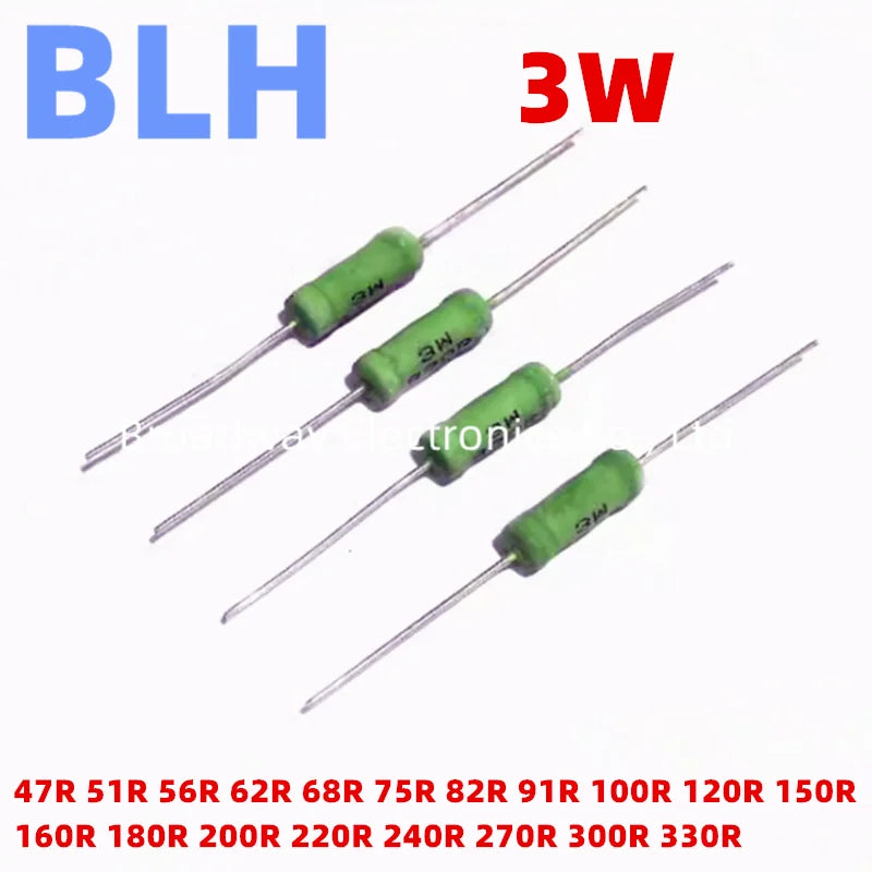 10PCS RX21 3W Wire Wound Resistance 5% 47R 51R 56R 62R 68R 75R 82R 91R 100R 120R 150R 160R 180R 200R 220R 240R 270R 300R 330R