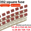 10PCS,Fuse 6.3A 4A 5A 2A 1A 3.15A  250V 392 Square Plastic Fuse T2A LCD TV Power Board Commonly Used Fuses Slow Blow Fuse T3.15A